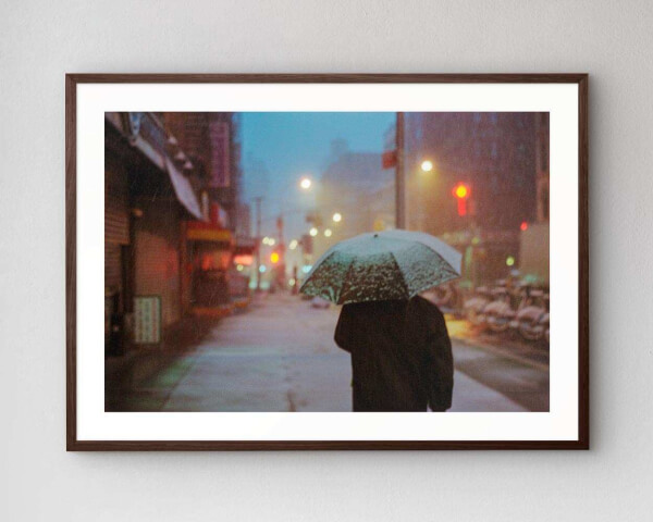 The artwork chinatown no5 mounted in our high-quality wooden frame in wenge.